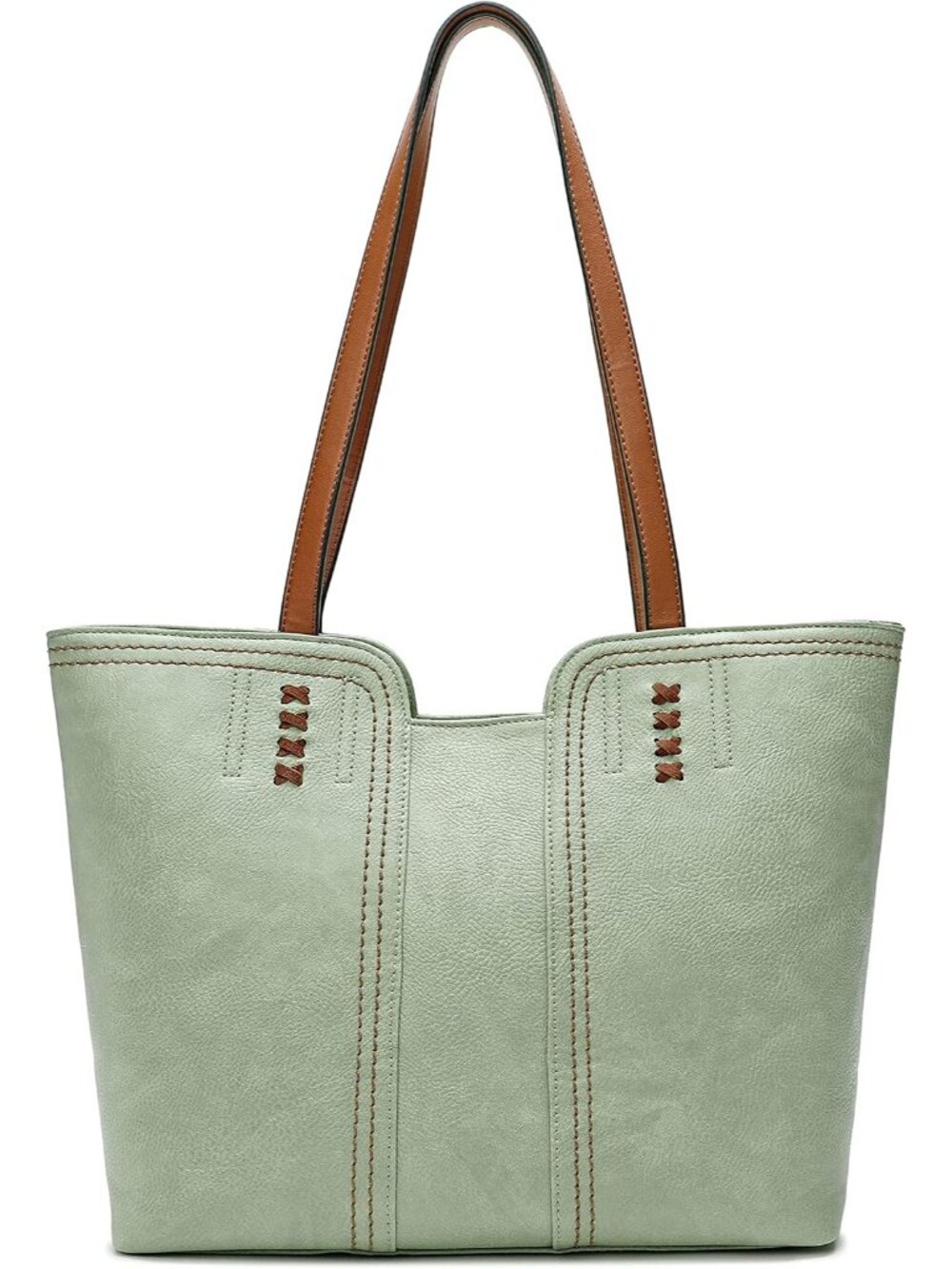 Women's Green Leather Top Handle Satchel Purse Oversized Shoulder West Tote Bag